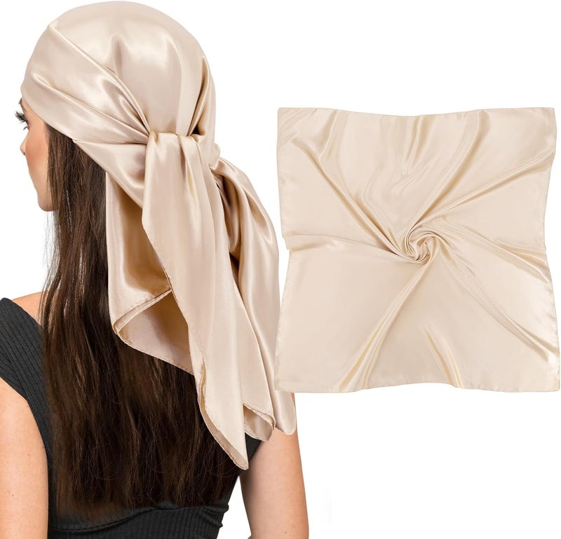 vimate 35" Square Silk Like Head Scarf - Women's Fashion Satin Scarf Bandana for Hair Wrapping at Night. - Image 1